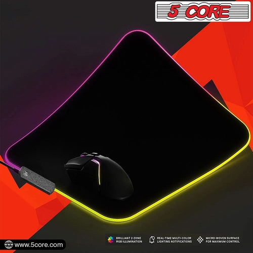 5Core Gaming Mouse Pad RGB 12 Light Modes 2 Zone Desk Mouse Mat w