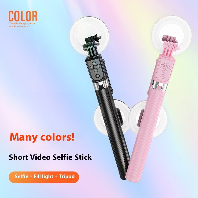 Multi-functional Selfie Stick Tripod Pink With LED