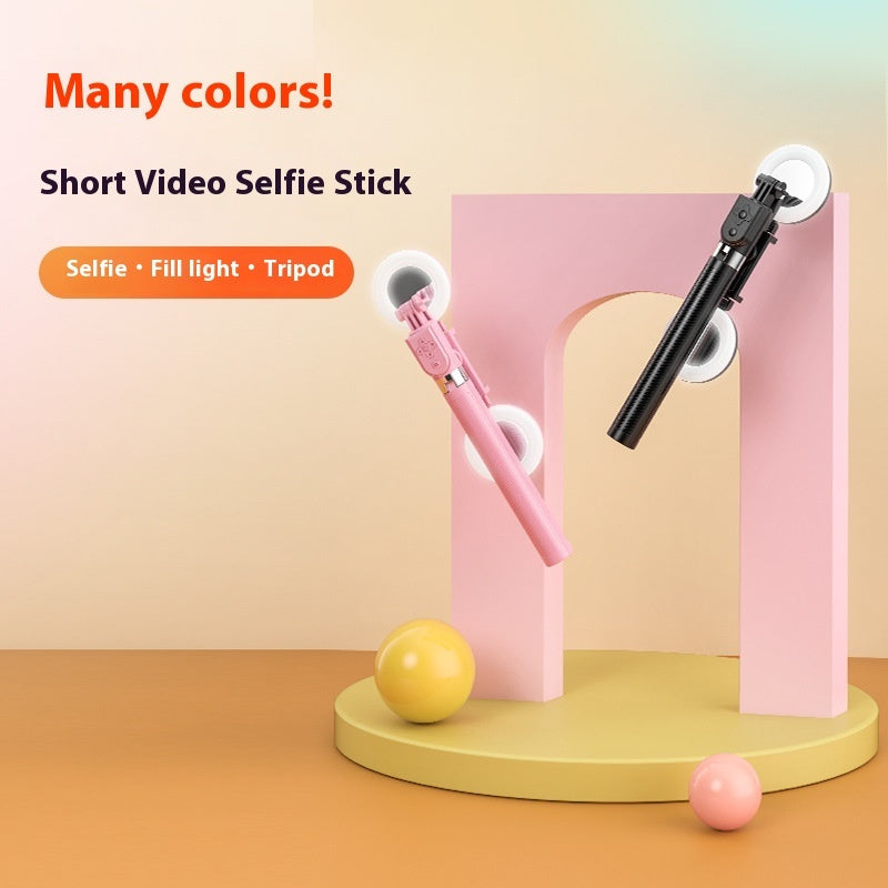 Multi-functional Selfie Stick Tripod Pink With LED