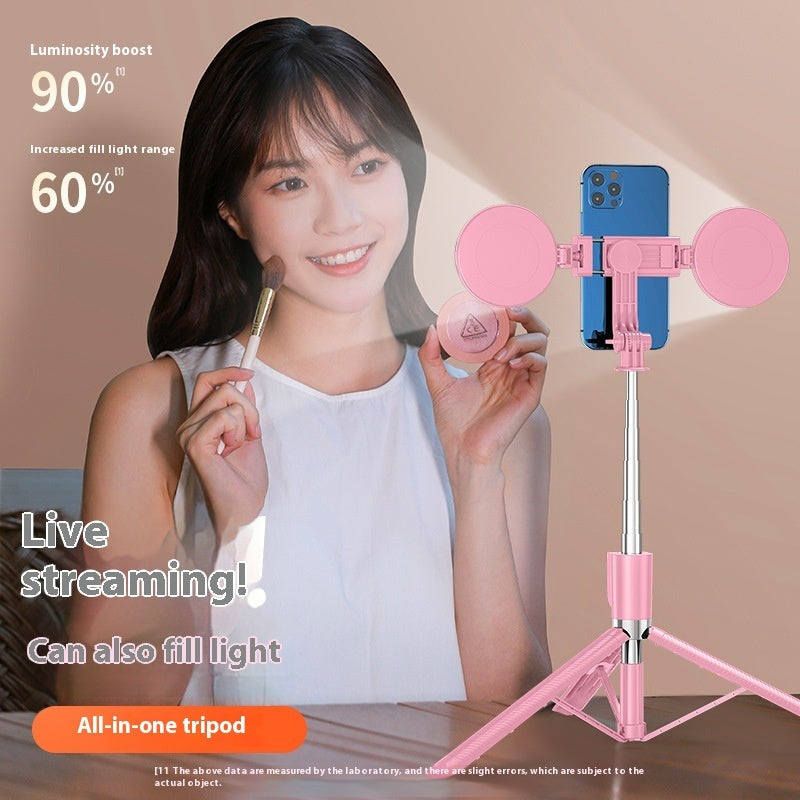 Multi-functional Selfie Stick Tripod Pink With LED